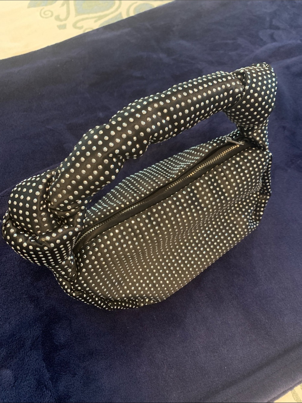 J. Crew Black Mini Top-Handle Bag with Silver Dot Sparkles